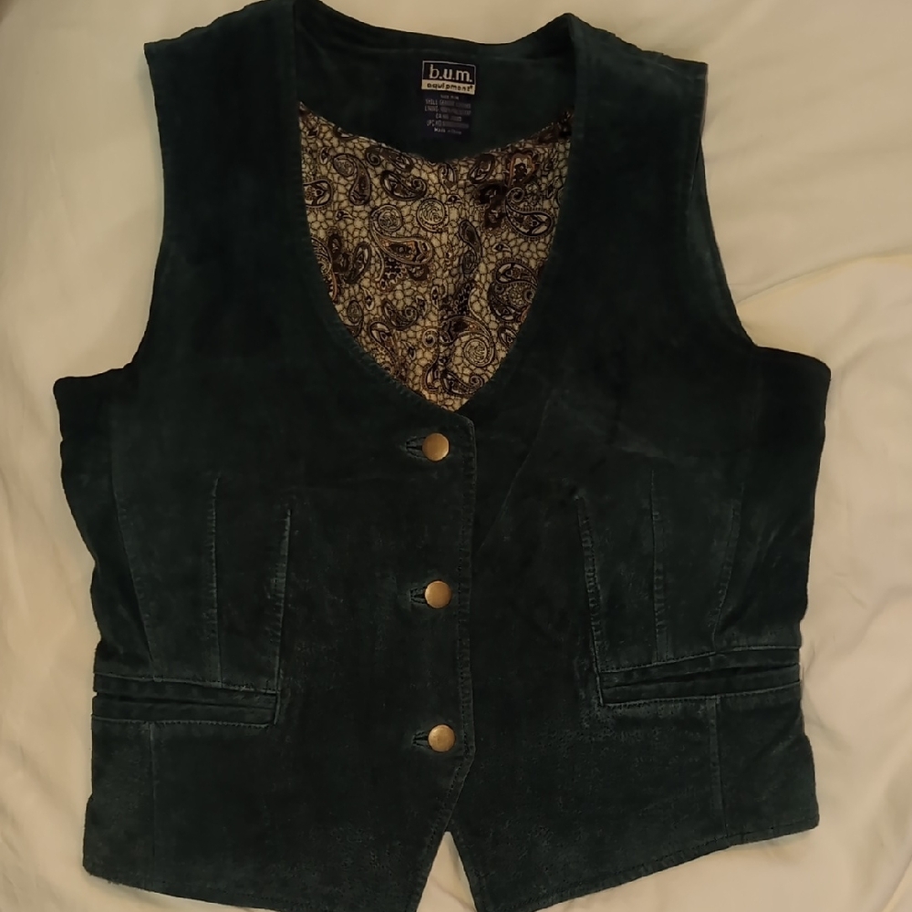 Equipment Dark Teal Green Vest with Patterned Lining